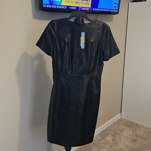 Black leather Antonio Melani shift dress